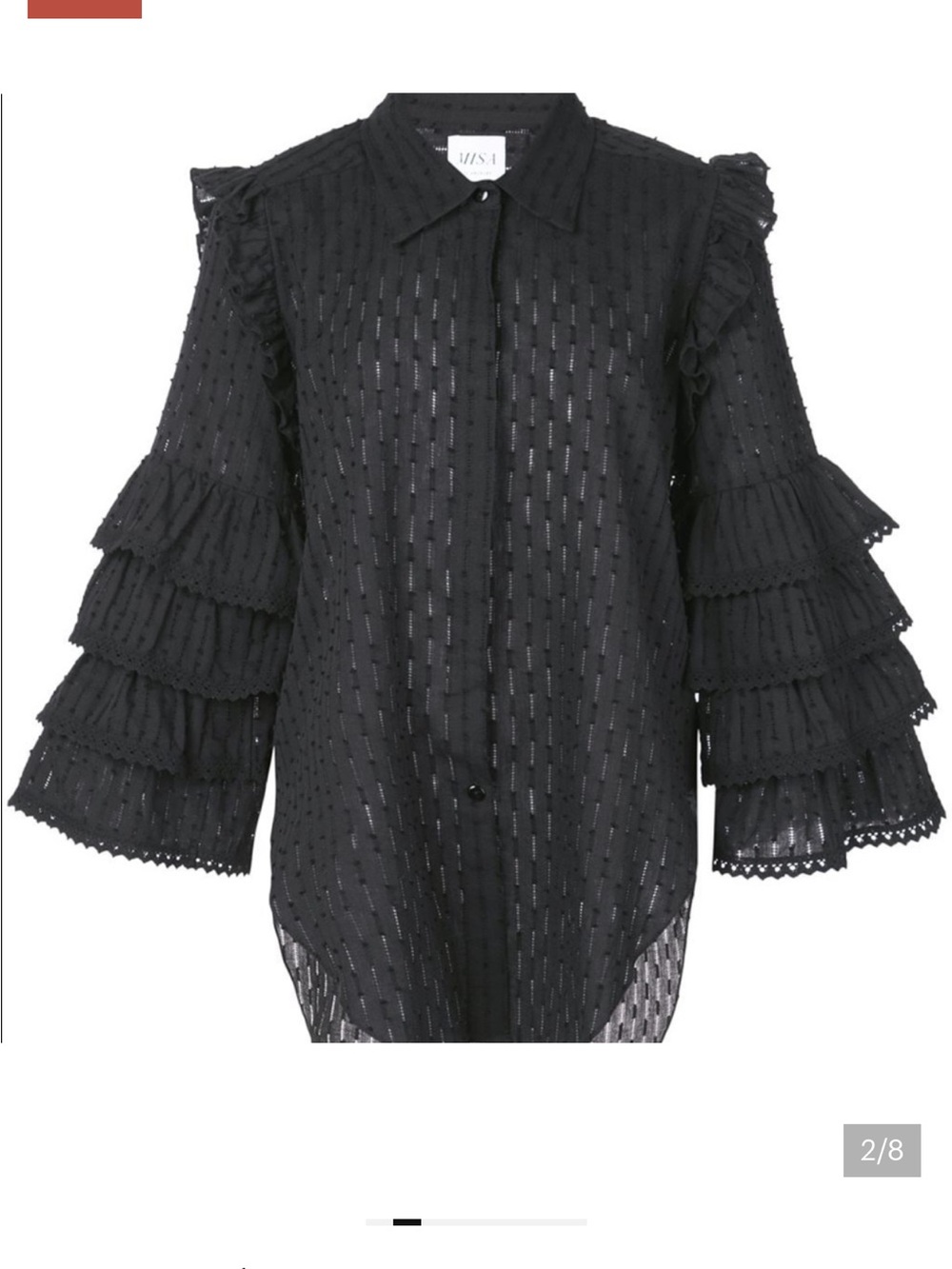 MISA Los Angeles Juana Ruffle Sleeve Blouse Shirt Eyelet Cotton  size M